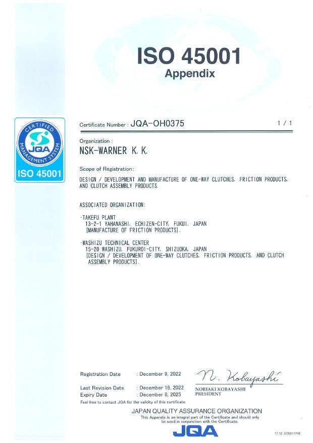 Certificado de Sistemas de Gestión ISO45001