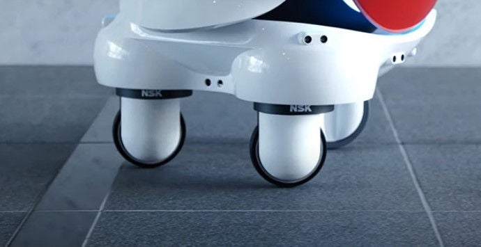NSK develops Active Caster for service robot applications La Active Caster de NSK puede moverse en cualquier dirección, transportar cargas pesadas y superar pendientes