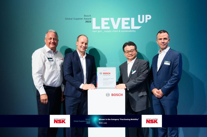 Superior quality and excellent performance were among the reasons cited for NSK’s success at the Bosch Global Supplier Awards 2023. Photo: Bosch, Superior quality and excellent performance were among the reason Superior quality and excellent performance were among the reasons cited for NSK’s success at the Bosch Global Supplier Awards 2023