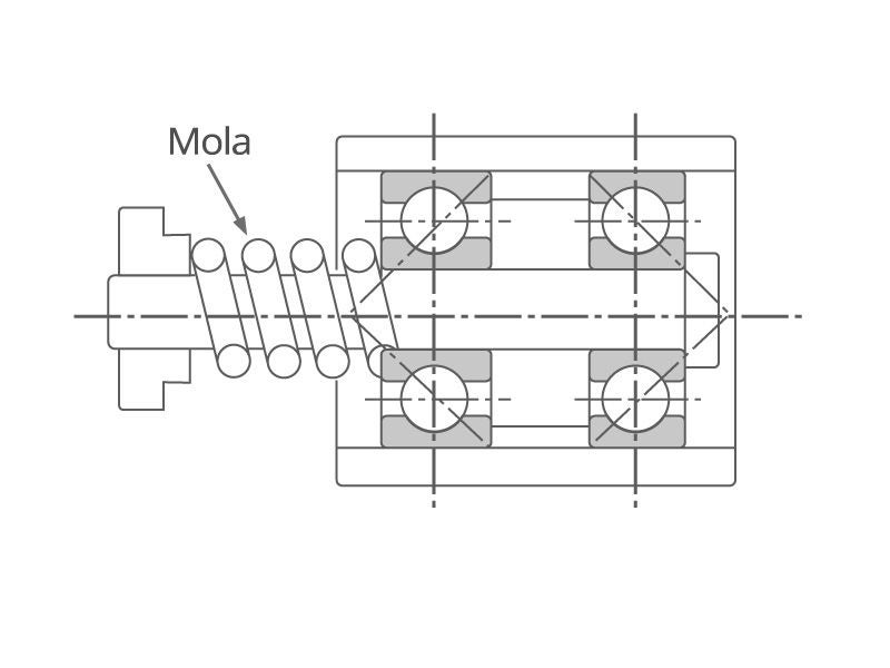 Seção transversal 2D da pré-carga de pressão constante aplicada com uma mola.
